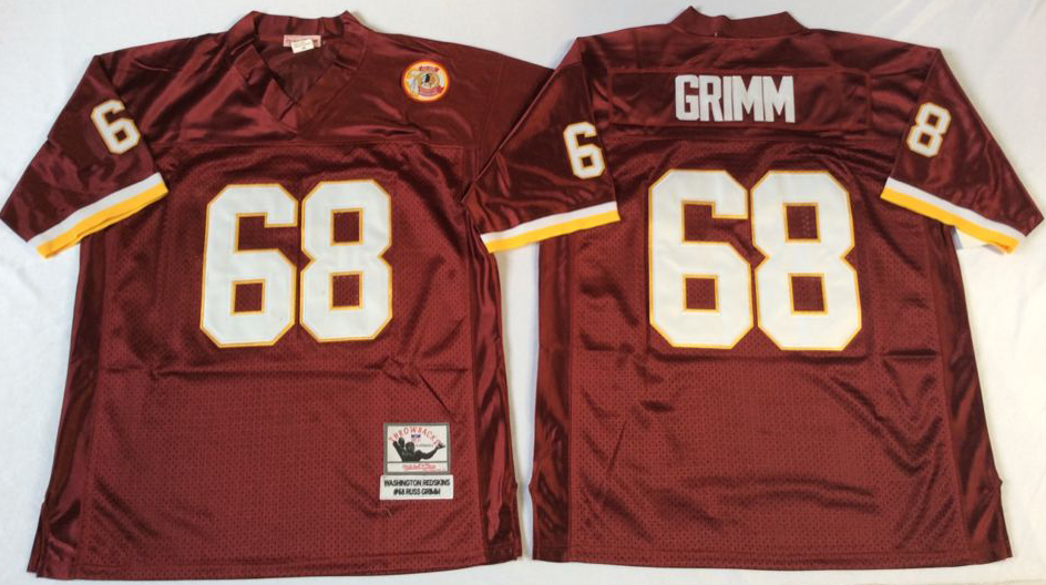 Redskins 68 Russ Grimm Red M&N Throwback Jersey