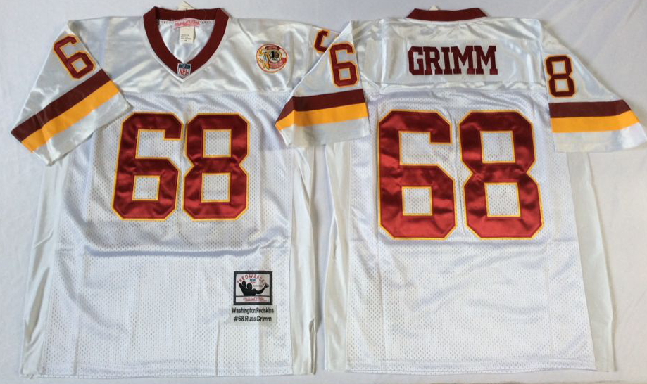 Redskins 68 Russ Grimm White M&N Throwback Jersey