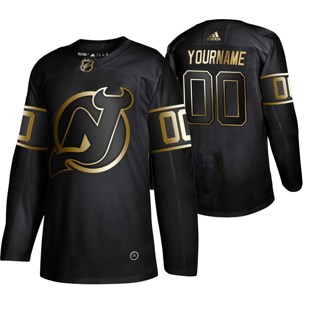 Devils Customized Black Gold Adidas Jersey