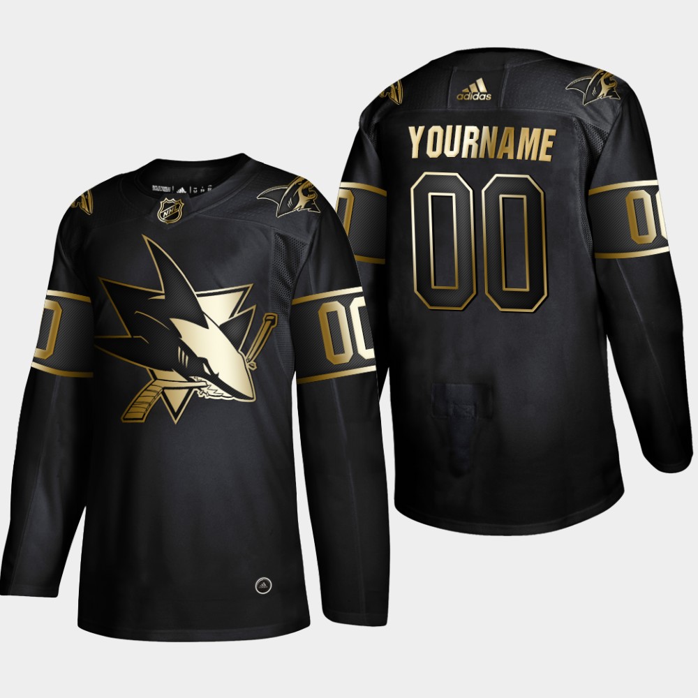 Sharks Customized Black Gold Adidas Jersey