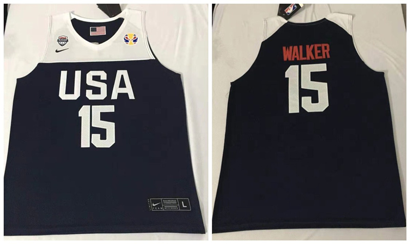 Team USA 15 Derrick Walker Navy 2016 Olympics Basketball Swingman Jersey