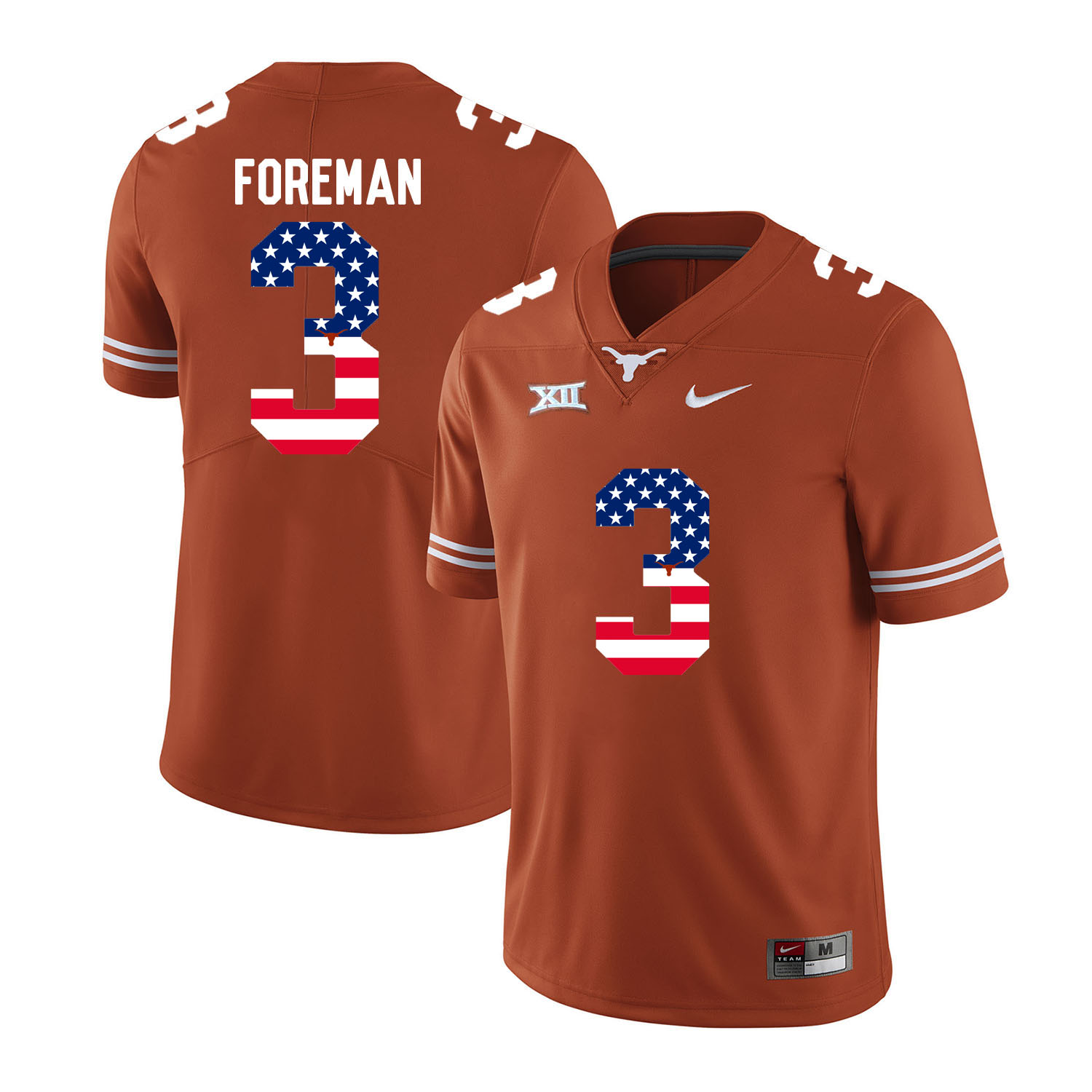 Texas Longhorns 3 Armanti Foreman Orange USA Flag Nike College Football Jersey