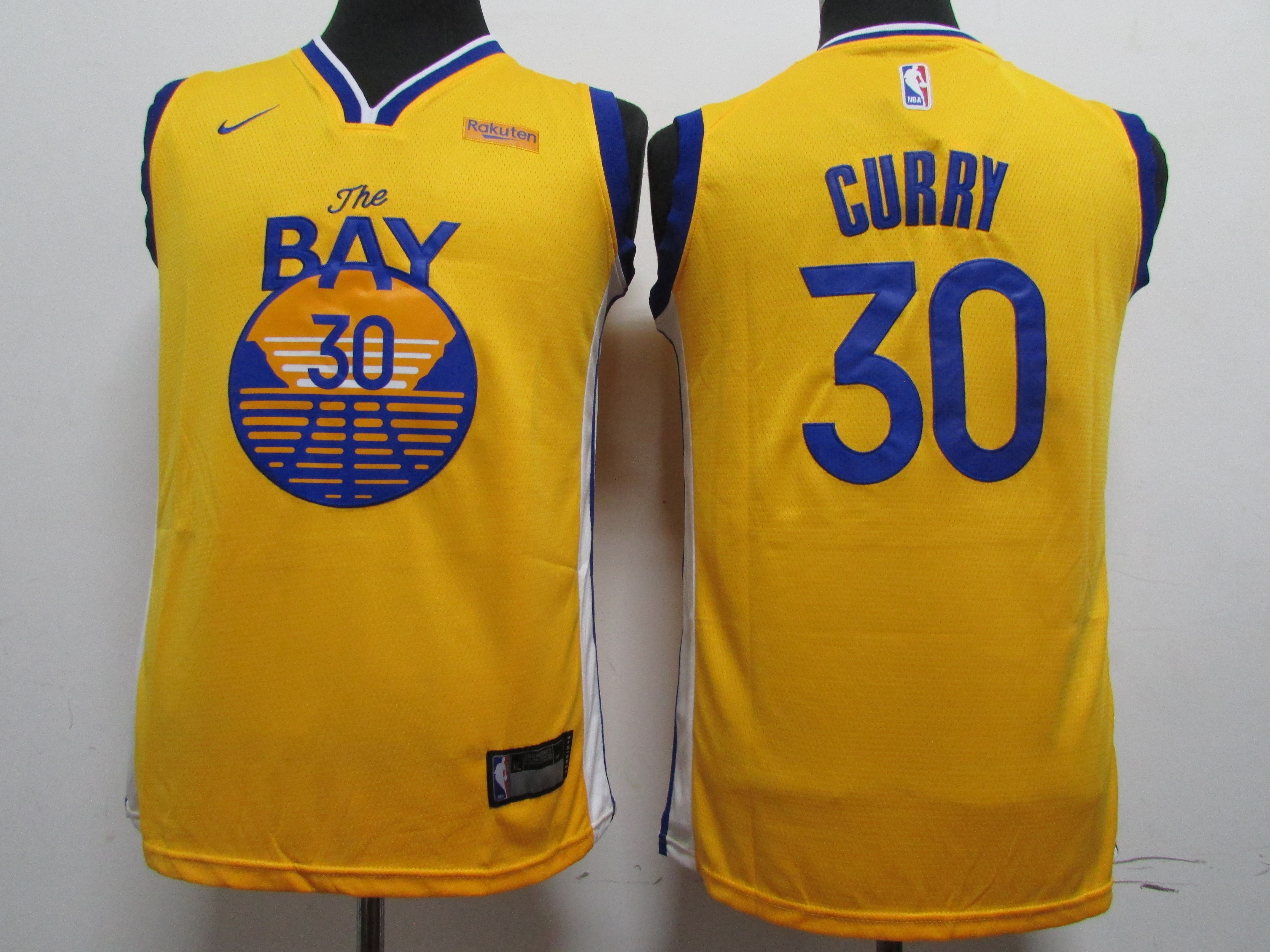 Warriors 30 Stephen Curry Yellow Youth 2020 New Nike Swingman Jersey