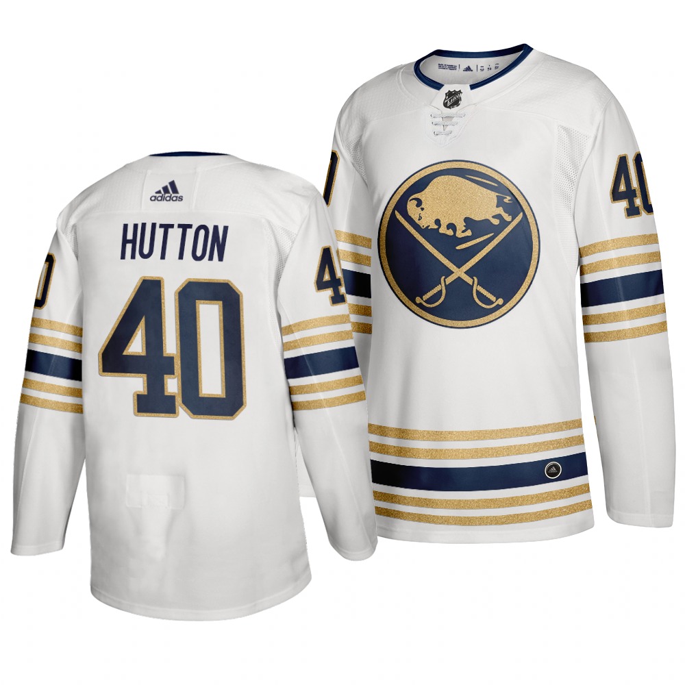 Sabres 40 Carter Hutton White 50th anniversary Adidas Jersey