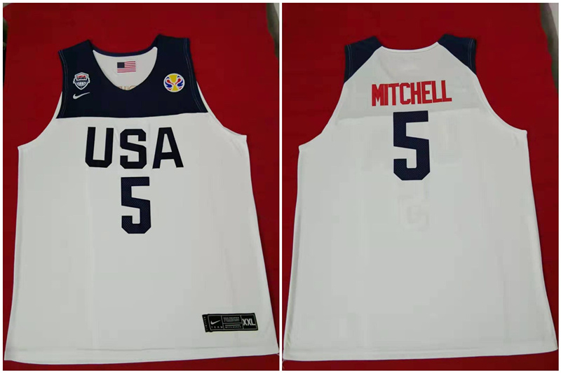 Team USA 5 Mitchell White 2016 Olympics Basketball Swingman Jersey
