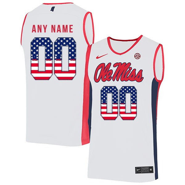 Ole Miss Rebels Customized White USA Flag Nike Basketball College Jersey