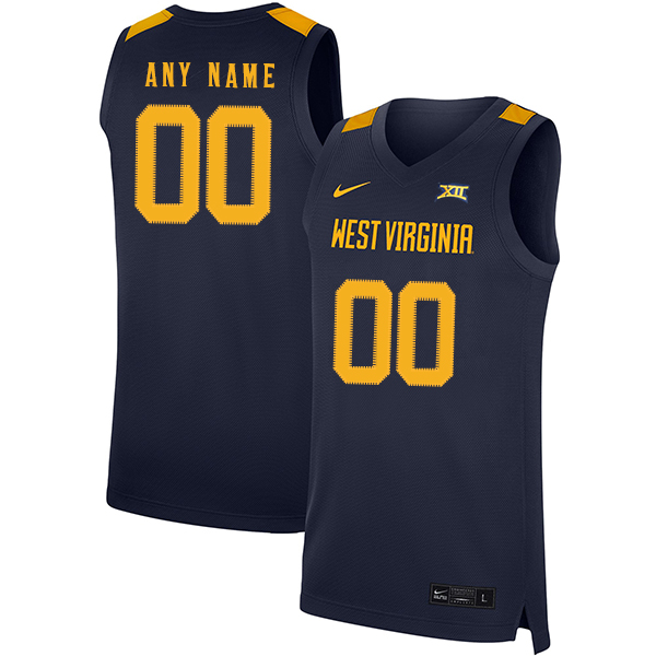 West Virginia Mountaineers Customized Navy Nike Basketball College Jersey