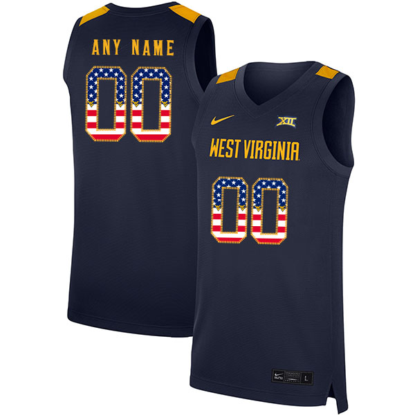 West Virginia Mountaineers Customized Navy USA Flag Nike Basketball College Jersey