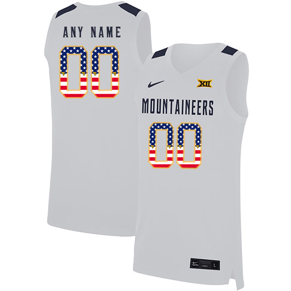 West Virginia Mountaineers Customized White USA Flag Nike Basketball College Jersey