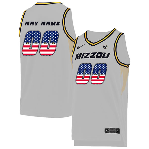 Missouri Tigers Customized White USA Flag College Basketball Jersey