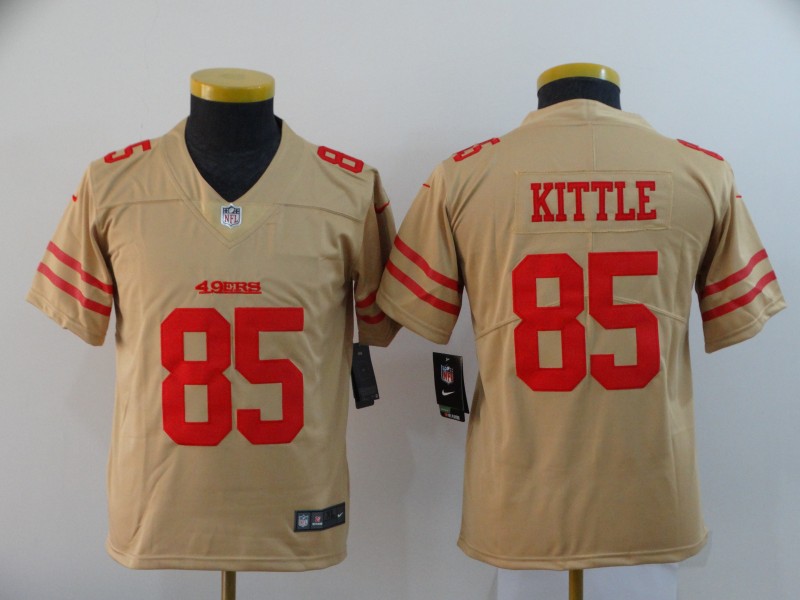 Nike 49ers 85 George Kittle Cream Youth Inverted Legend Limited Jersey