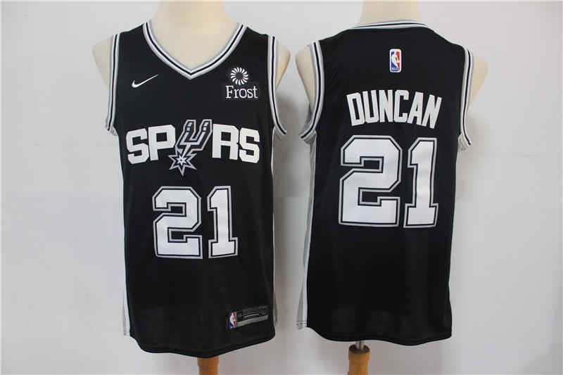 Spurs 21 Tim Duncan Black Nike Swingman Jersey