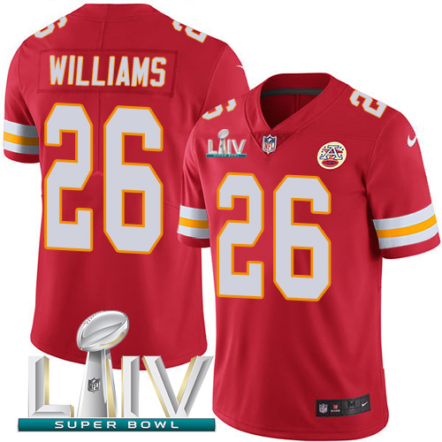 Nike Chiefs 26 Damien Williams Red 2020 Super Bowl LIV Vapor Untouchable Limited Jersey