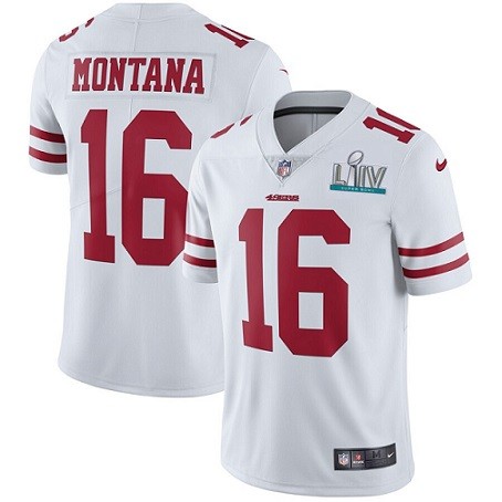Nike 49ers 16 Joe Montana White 2020 Super Bowl LIV Vapor Untouchable Limited Jersey