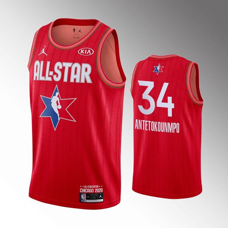 Bucks 34 Giannis Antetokounmpo Red 2020 NBA All-Star Jordan Brand Swingman Jersey