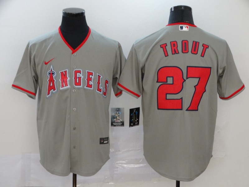 Angels 27 Mike Trout Gray 2020 Nike Cool Base Jersey