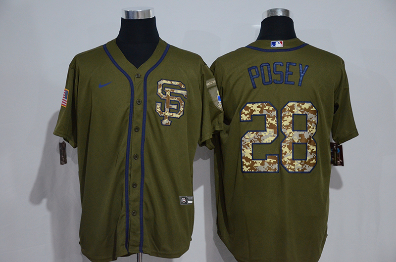 Giants 28 Buster Posey Olive 2020 Nike Cool Base Jersey