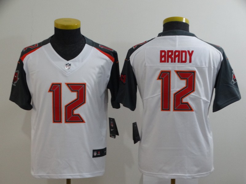 Buccaneers 12 Tom Brady White Youth Vapor Untouchable Limited Jersey