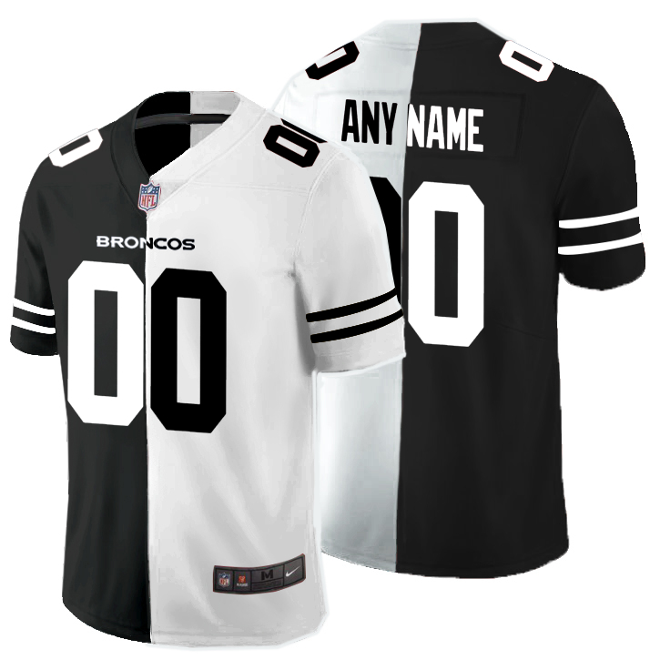 Nike Broncos Customized Black And White Split Vapor Untouchable Limited Jersey