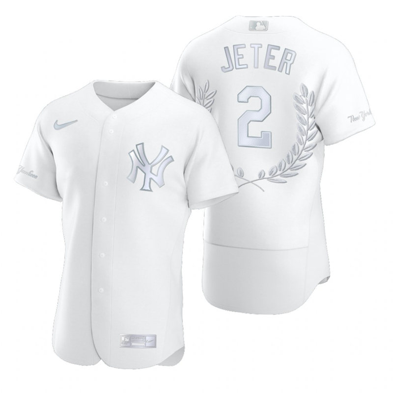 Yankees 2 Derek Jeter White Nike Flexbase Fashion Jersey
