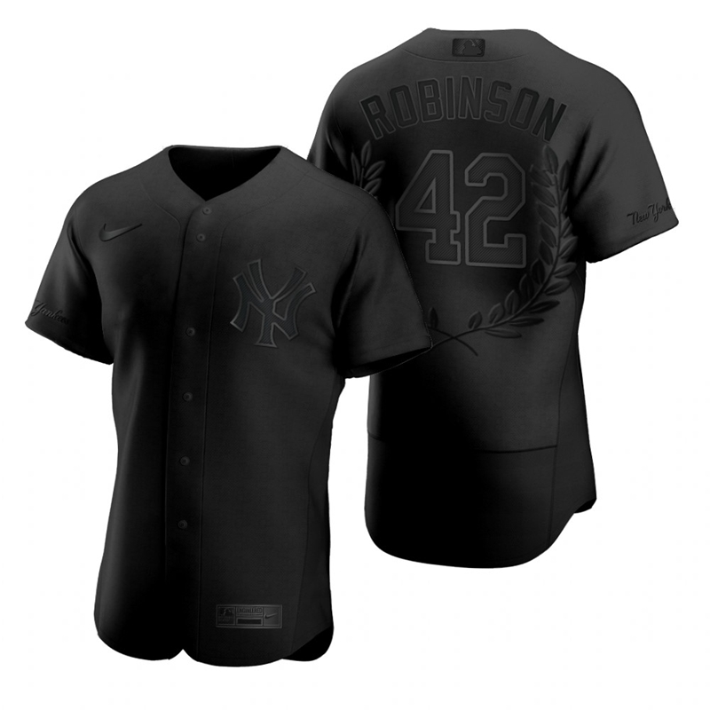 Yankees 42 Jackie Robinson Black Nike Flexbase Fashion Jersey