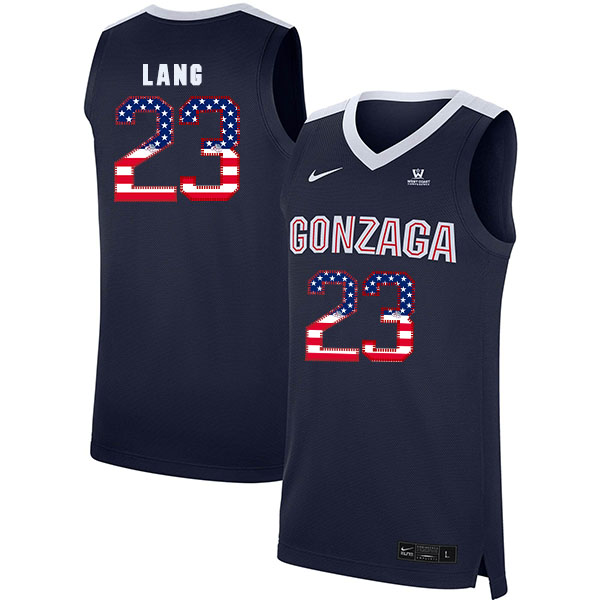 Gonzaga Bulldogs 23 Matthew Lang Navy USA Flag College Basketball Jersey