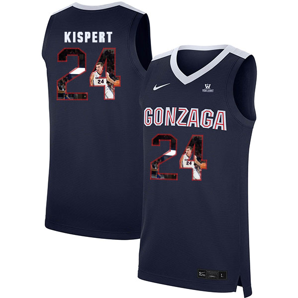 Gonzaga Bulldogs 24 Corey Kispert Navy Fashion College Basketball Jersey