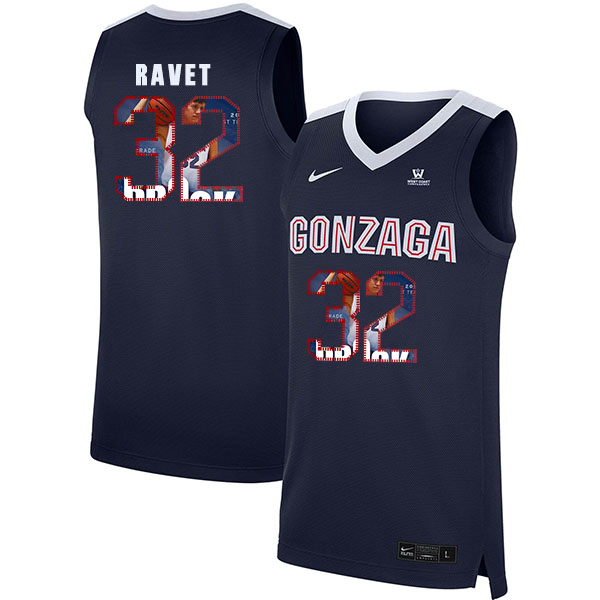 Gonzaga Bulldogs 32 Brock Ravet Navy Fashion College Basketball Jersey