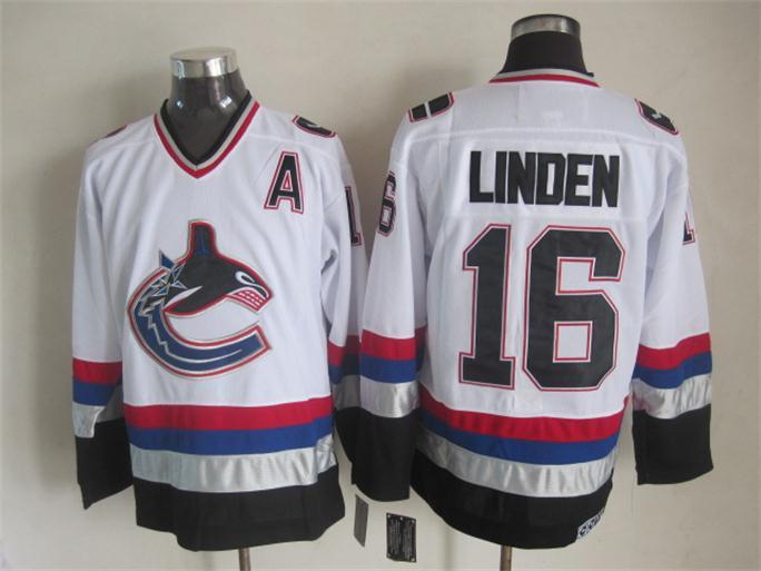 Canucks 16 Linden White A Patch Jersey