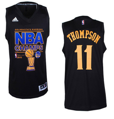 Warriors 11 Thompson Black 2015 NBA Champions Jersey