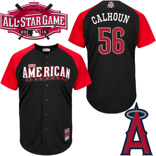 American League Angels 56 Calhoun Black 2015 All Star Jersey