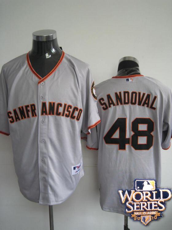 Giants 48 Sandoval gray world series jerseys
