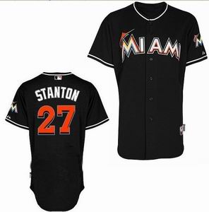 Miami Marlins 27 Stanton black Cool Base Jerseys