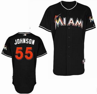 Miami Marlins 55 Johnson black Jerseys