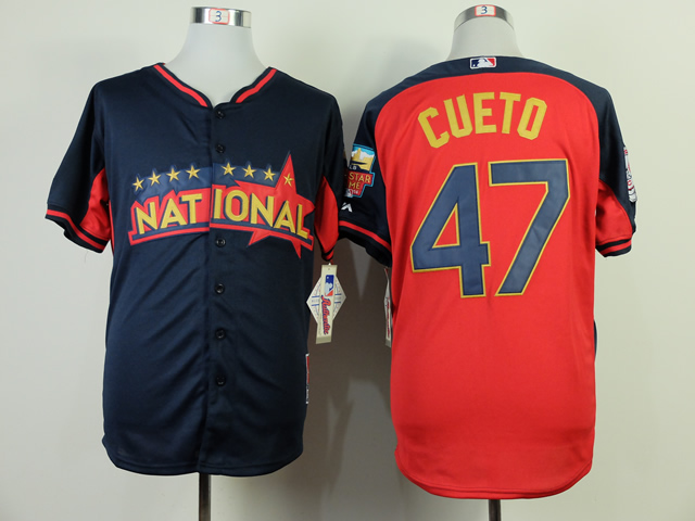 National Leaguw Reds 47 Cueto Blue 2014 All Star Jerseys
