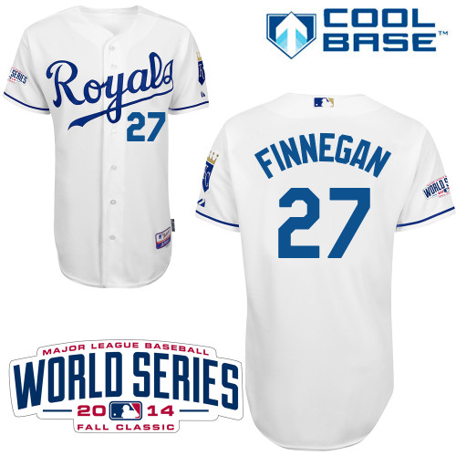 Royals 27 Finnegan White 2014 World Series Cool Base Jerseys
