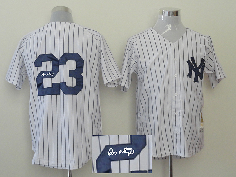 Yankees 23 Mattingly White Signature Edition Jerseys