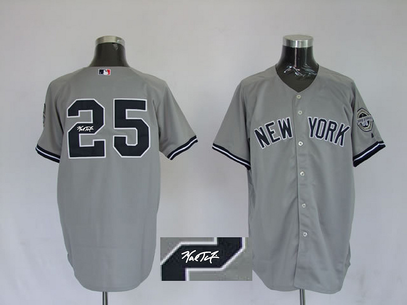 Yankees 25 Teixeira Grey Signature Edition Jerseys