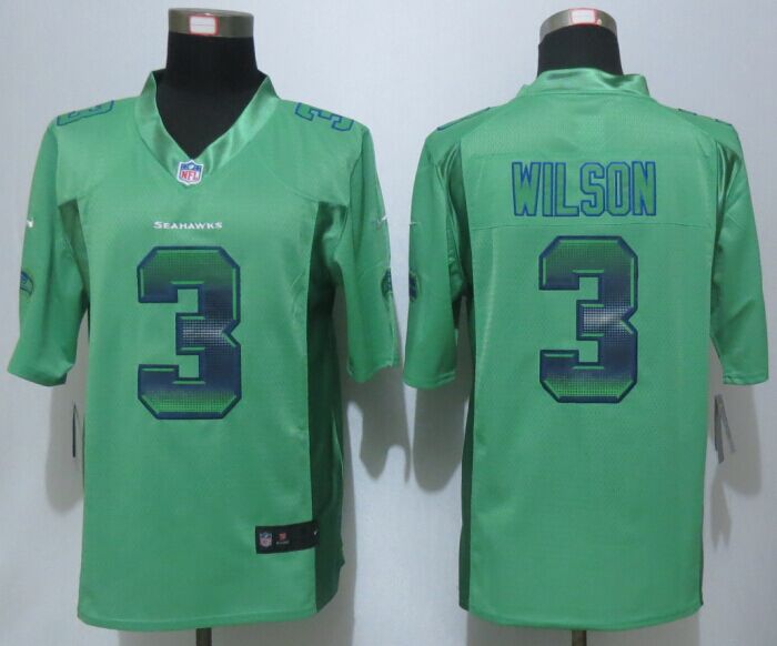 Nike Seahawks 3 Russell Wilson Green Pro Line Fashion Strobe Jersey