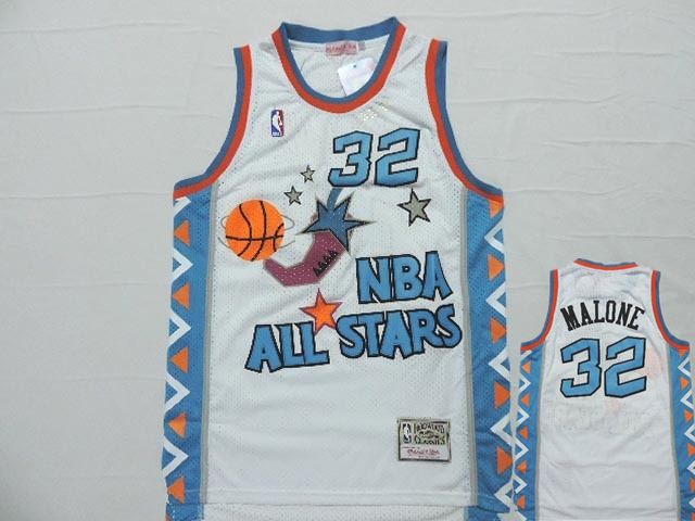 1996 All Star 32 Karl Malone White Hardwood Classics Jersey
