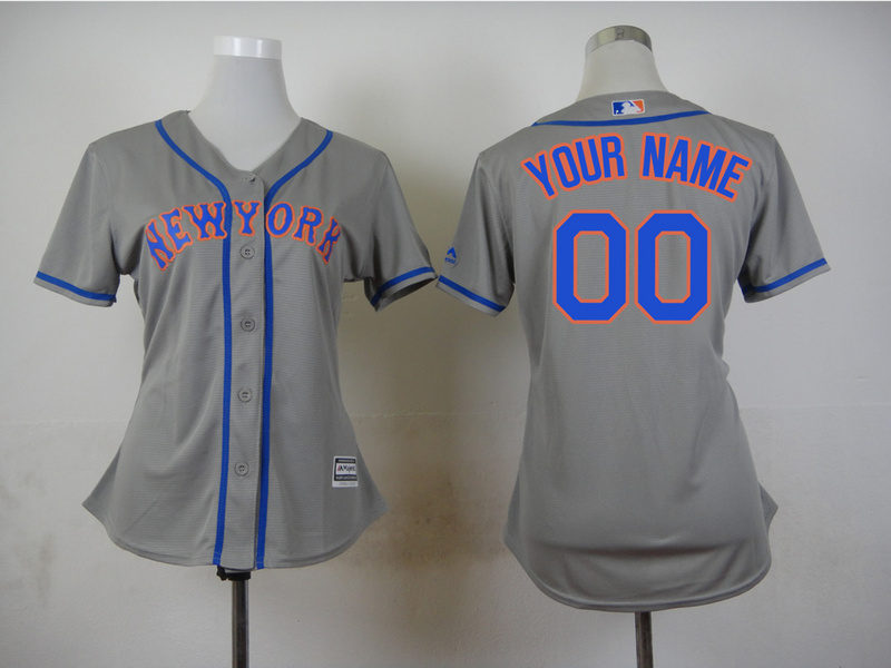 Mets Grey Customized Women New Cool Base Jersey