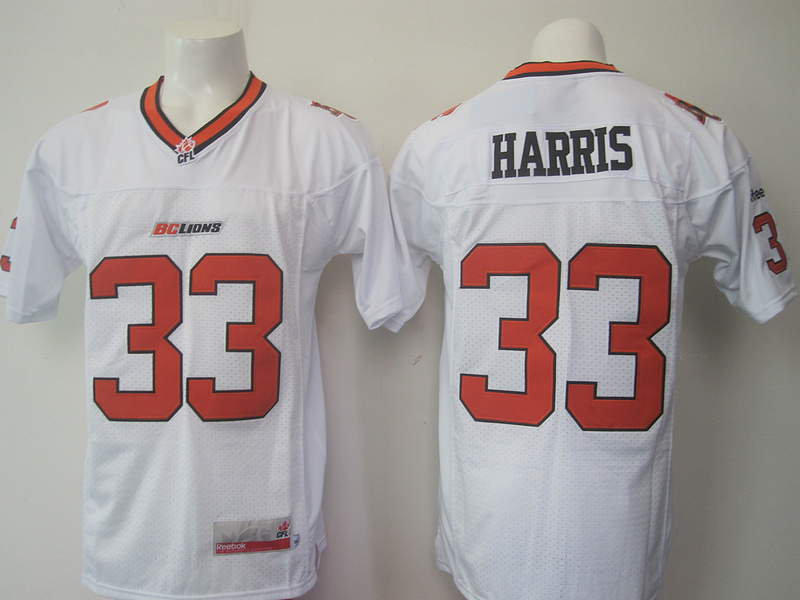 BC Lions 33 Andrew Harris White CFL Jersey