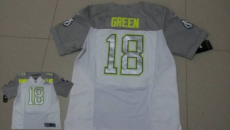 Nike Bengals 18 Green White 2015 Pro Bowl Jerseys