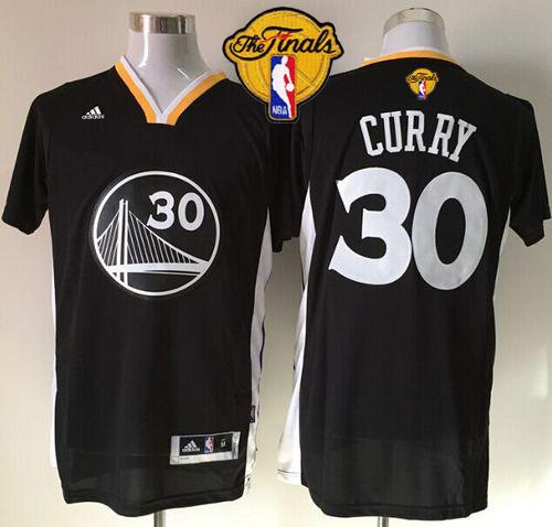 Warriors 30 Curry Black 2015 NBA Finals Jersey