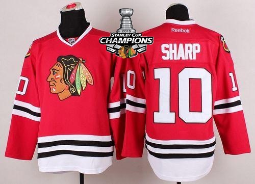 Blackhawks 10 Sharp Red 2015 Stanley Cup Champions Jersey
