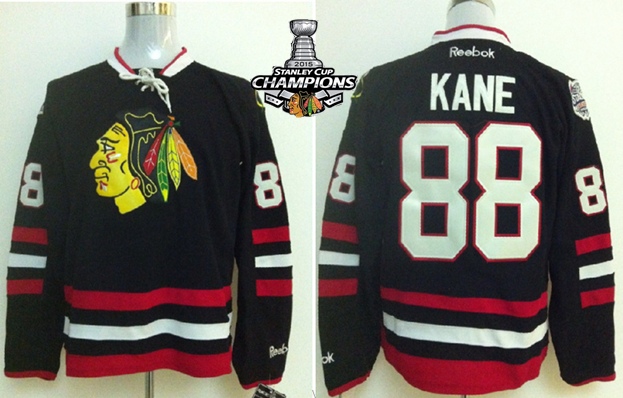 Blackhawks 88 Kane Black 2015 Stanley Cup Champions Jersey