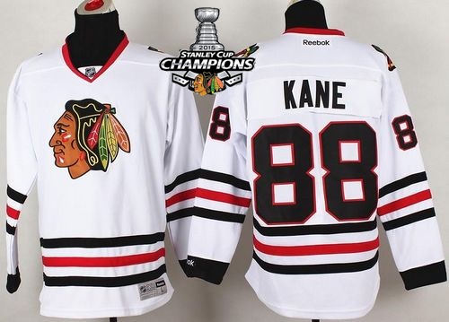 Blackhawks 88 Kane White 2015 Stanley Cup Champions Jersey
