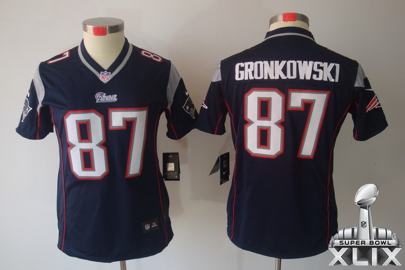 Nike Patriots 87 Gronkowski Blue Women Limited 2015 Super Bowl XLIX Jerseys