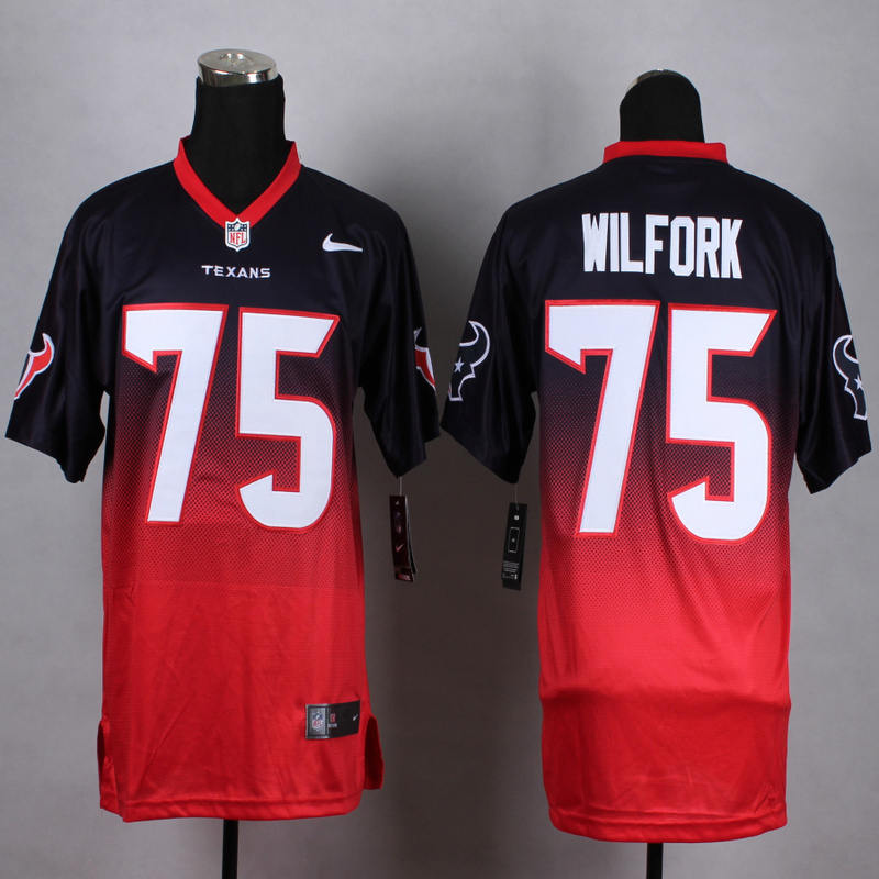 Nike Texans 75 Vince Wilfork Blue And Red Drift II Elite Jersey