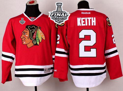 Blackhawks 2 Duncan Keith Red 2015 Stanley Cup Jersey